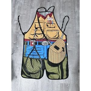 Vintage 1987 Salamander Brand "Fisherman" Grilling Bib Apron Appears EUC